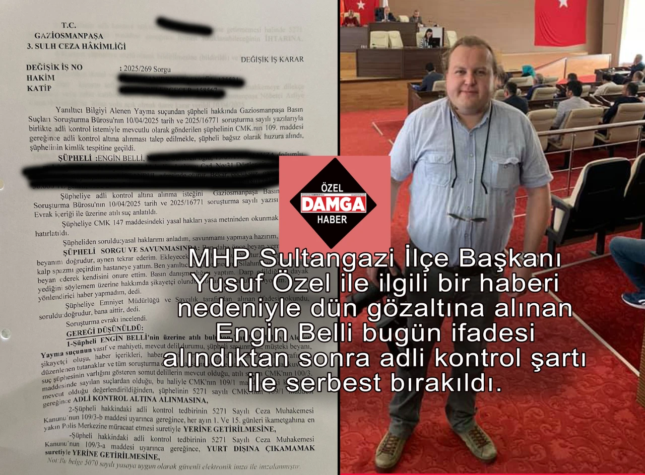 Gazeteci Engin Belli adli kontrol şartı ile serbest bırakıldı.