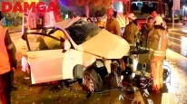 Kartal'da Kontrolden çıkan araç ağaca çarptı: 2 kişi yaralandı