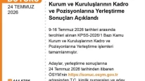 KPSS-2026/1 yerleştirme sonuçları açıklandı