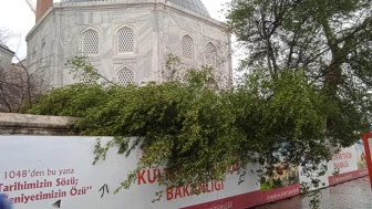 Fırtına nedeniyle Ayasofya Camii ve Mimar Sinan Minaresinin alemi düştü