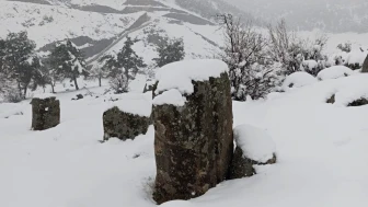 Yesemek Açık Hava Müzesi'nde beyaza bürünen manzaralar