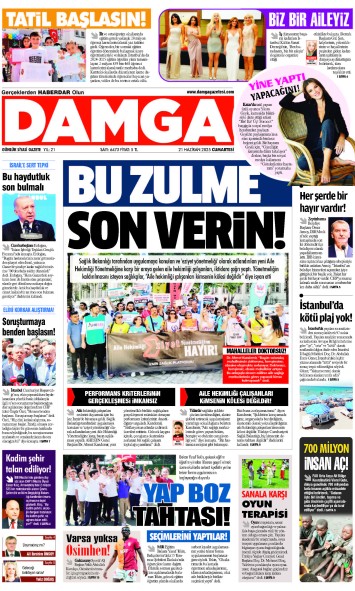 DAMGA 21 Haziran 2025 Cumartesi Sayfaları