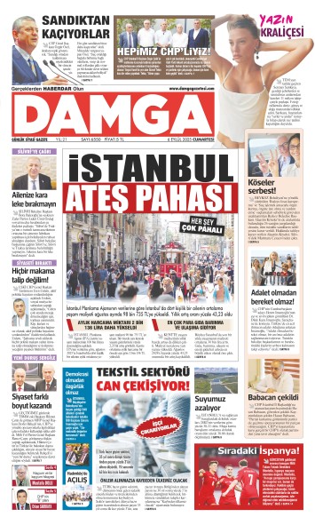 DAMGA 6 Eylül Cumartesi Sayfaları