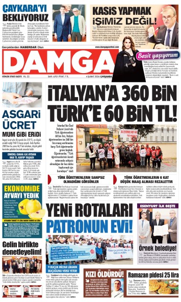 DAMGA 4 Şubat Çarşamba Sayfaları