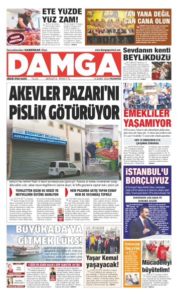 DAMGA 16 Şubat Pazartesi Sayfaları