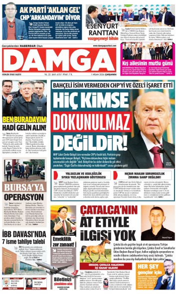 DAMGA 1 Nisan Çarşamba Sayfaları