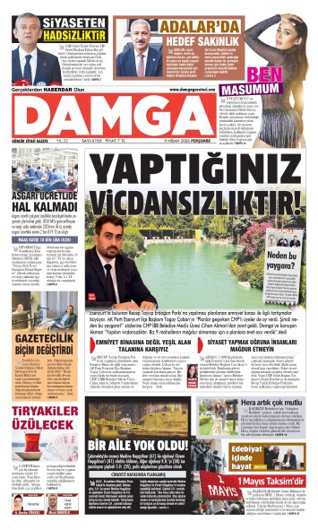 DAMGA 9 Nisan Perşembe Sayfaları