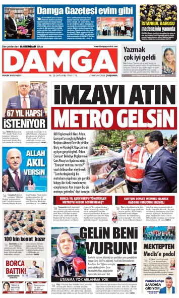 DAMGA 29 Nisan Çarşamba Sayfaları