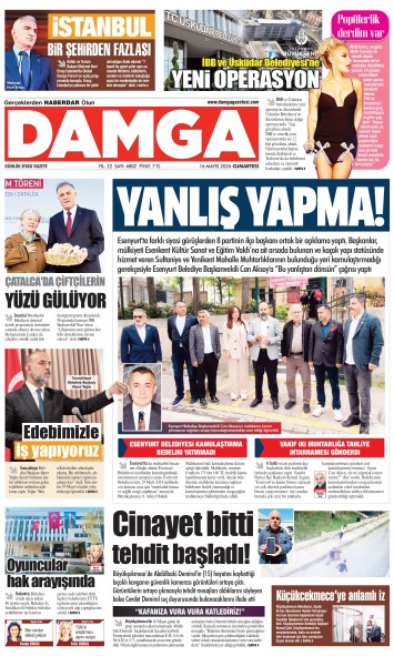 DAMGA 16 Mayıs Cumartesi Sayfaları