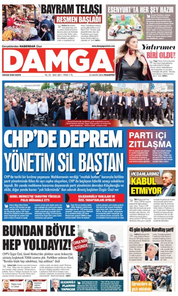 DAMGA 25 Mayıs Pazartesi Sayfaları