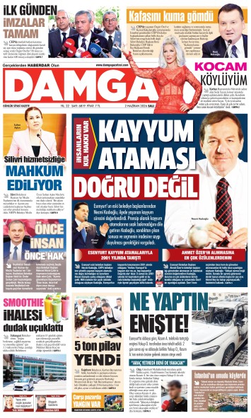 DAMGA 2 Haziran Salı Sayfaları