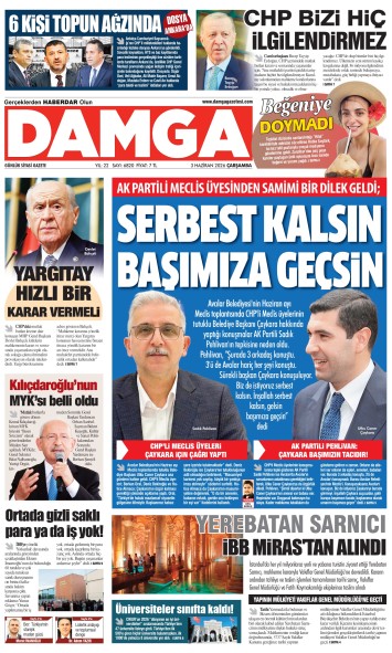 DAMGA 3 Haziran Çarşamba Sayfaları