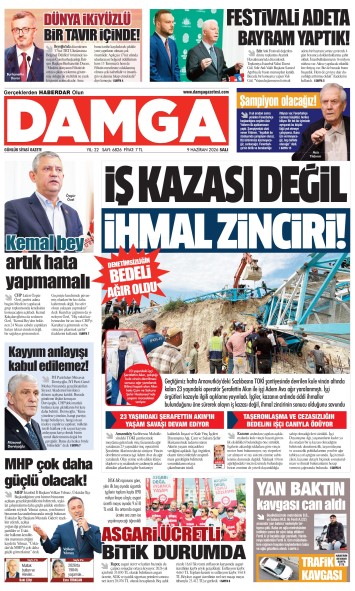 DAMGA 9 Haziran Salı Sayfaları