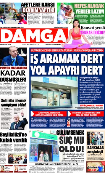DAMGA 11 Haziran Perşembe Sayfaları