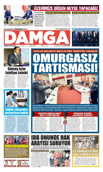 DAMGA 9 Temmuz Perşembe Sayfaları