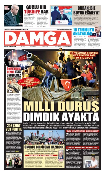 DAMGA 15 Temmuz Çarşamba Sayfaları
