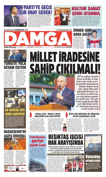 DAMGA 20 Temmuz Pazartesi Sayfaları