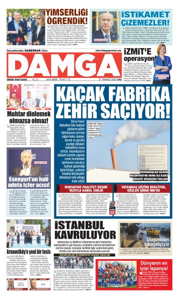 DAMGA 21 Temmuz Salı Sayfaları