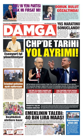 DAMGA 22 Temmuz Çarşamba Sayfaları