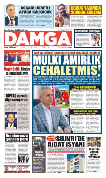 DAMGA 24 Temmuz Cuma Sayfaları
