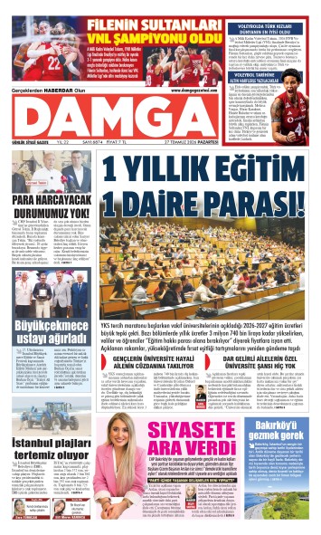 DAMGA 27 Temmuz Pazartesi Sayfaları