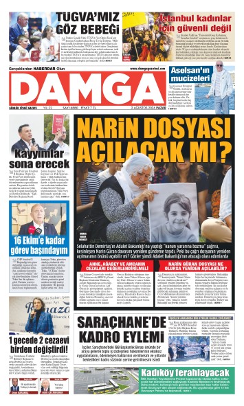 DAMGA 2 Ağustos Pazar Sayfaları