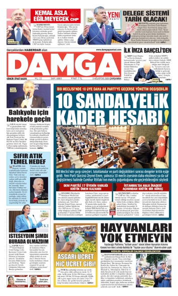 DAMGA 5 Ağustos Çarşamba Sayfaları