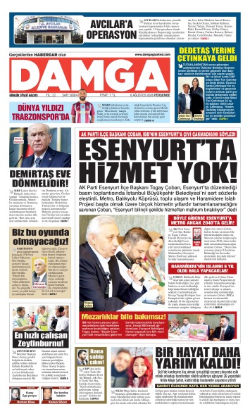 DAMGA 6 Ağustos Perşembe Sayfaları