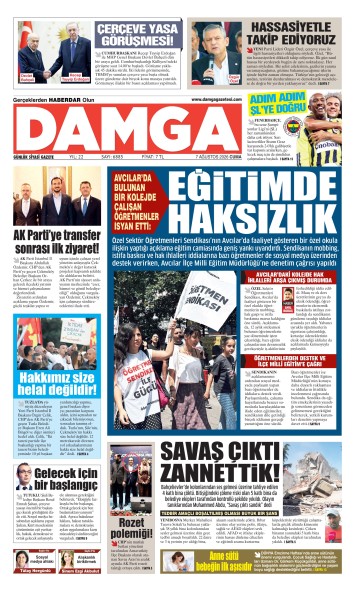 DAMGA 7 Ağustos Cuma  Sayfaları