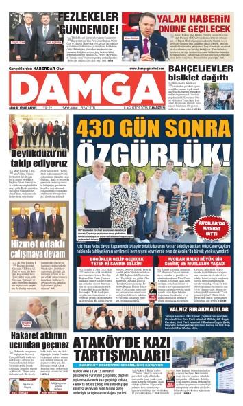 DAMGA 8 Ağustos Cumartesi Sayfaları