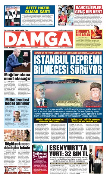 DAMGA 21 Ağustos Cuma Sayfaları