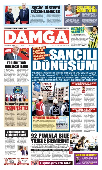 DAMGA 24 Ağustos Pazartesi Sayfaları