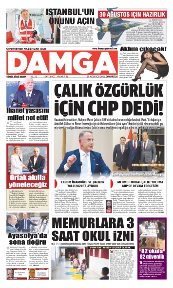 DAMGA 29 Ağustos Cumartesi Sayfaları