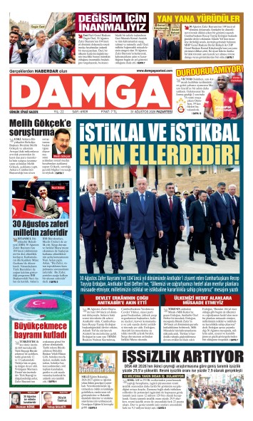 DAMGA 31 Ağustos Pazartesi Sayfaları