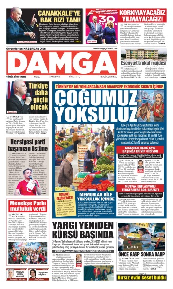 DAMGA 1 Eylül Salı Sayfaları