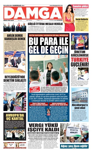 DAMGA 17 Eylül Perşembe Sayfaları