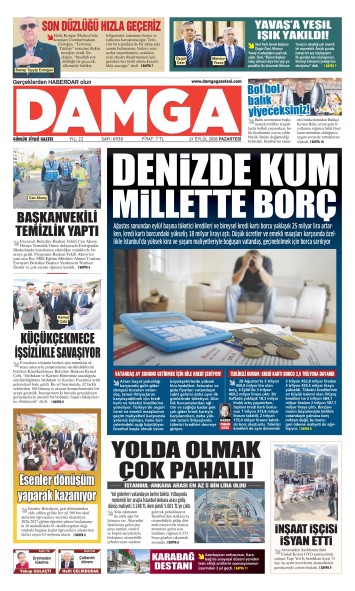 DAMGA 21 Eylül Pazartesi Sayfaları