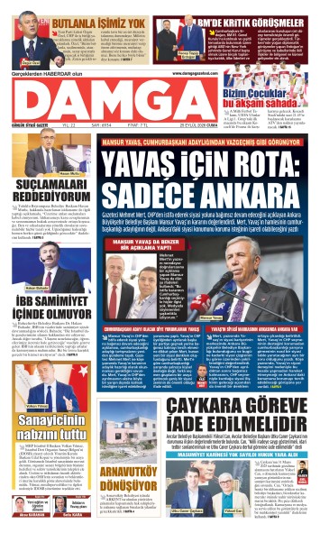 DAMGA 25 Eylül Cuma Sayfaları