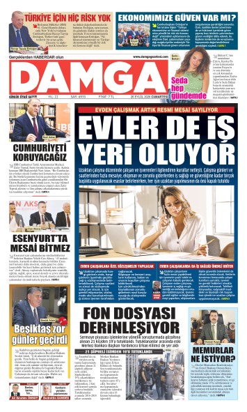 DAMGA 26 Eylül Cumartesi Sayfaları
