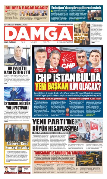 DAMGA 28 Eylül Pazartesi Sayfaları