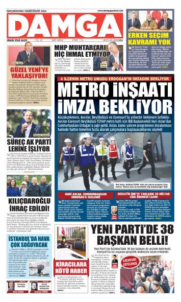 DAMGA 29 Eylül Salı Sayfaları