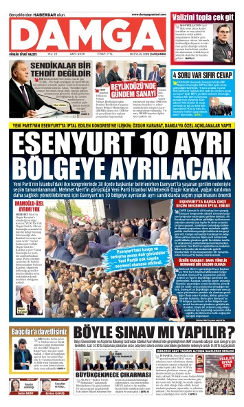DAMGA 30 Eylül Çarşamba Sayfaları