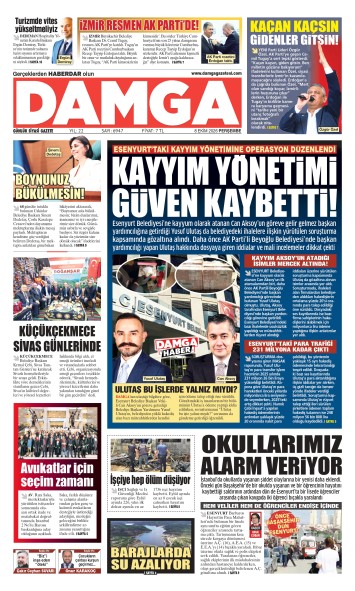 DAMGA 8 Ekim Perşembe Sayfaları