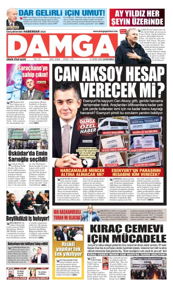 DAMGA 21 Ekim Çarşamba Sayfaları