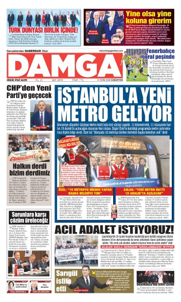 DAMGA 31 Ekim Cumartesi Sayfaları