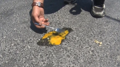 İstanbul'da sıcaklık artıyor! Asfaltta yumurta pişirdiler!