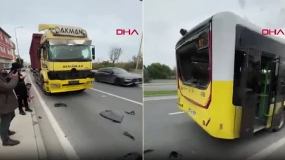 Büyükçekmece'de kamyon İETT otobüsüne çarptı: 9 yaralı