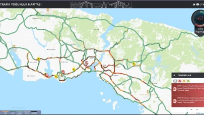 İstanbul trafiğinde yoğunluk yüzde 62 olarak ölçüldü