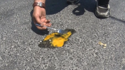 İstanbul'da sıcaklık artıyor! Asfaltta yumurta pişirdiler!