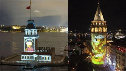 İstanbul'un simge yapıları, dijital sanatla aydınlanıyor